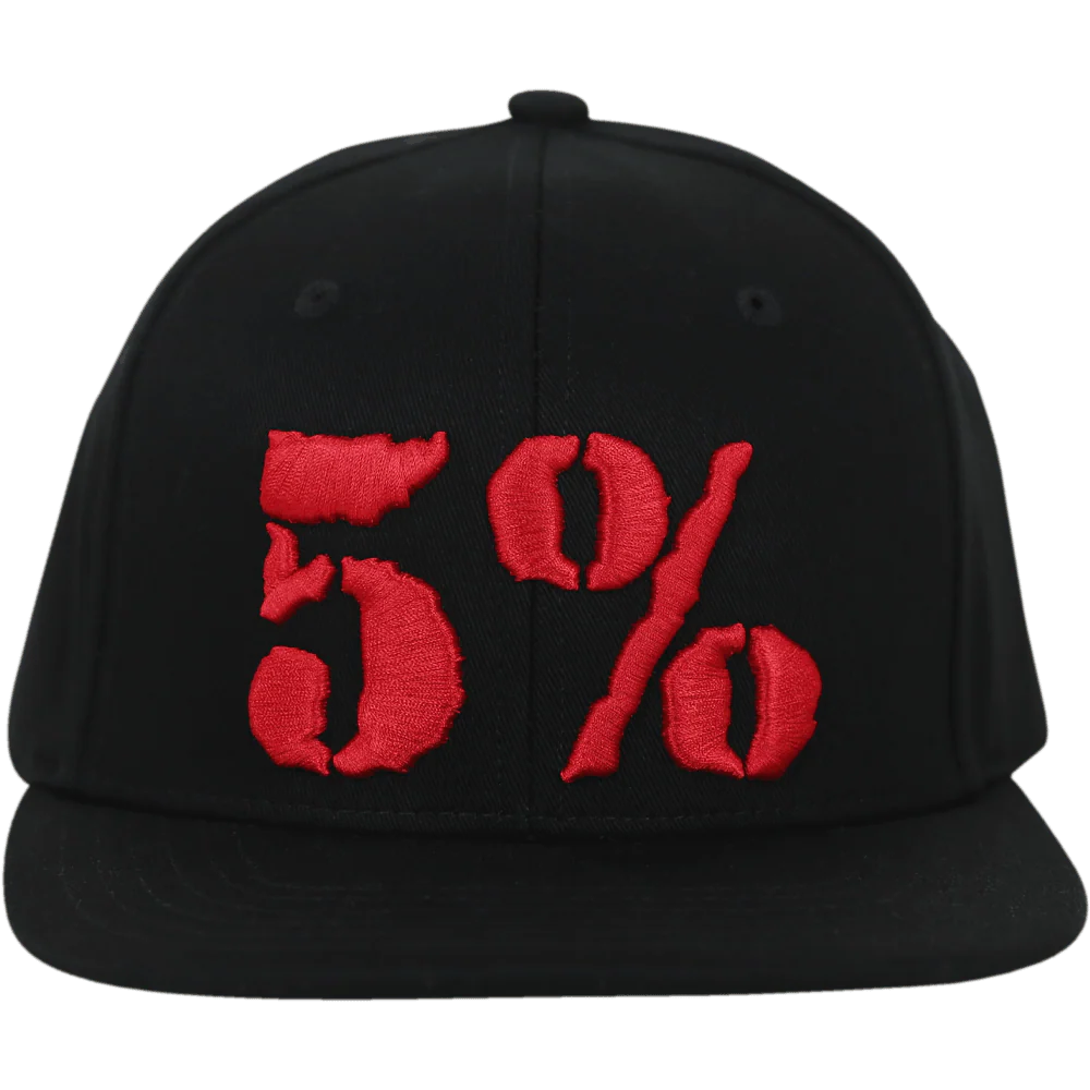 5% Flat Bill Hat, Black Hat - Image 3