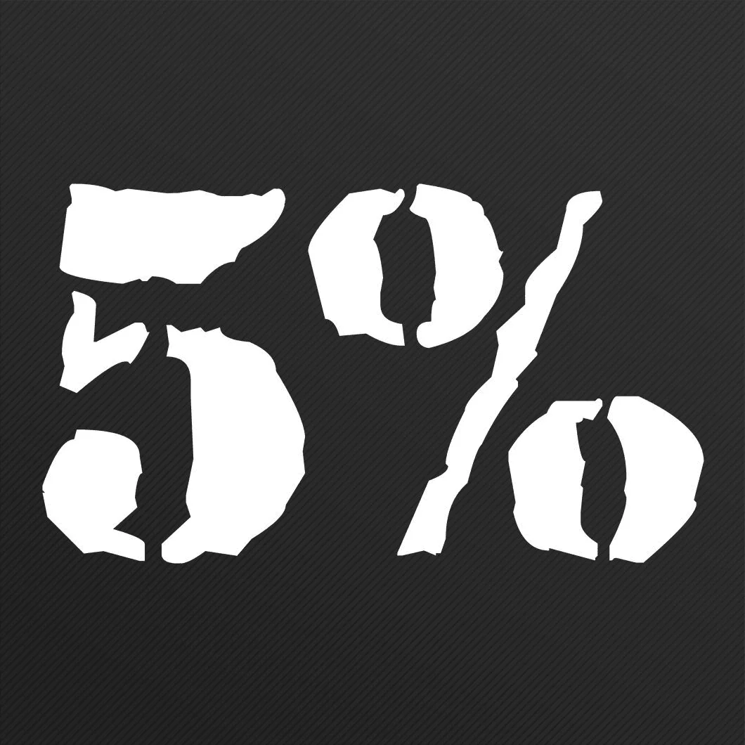 5% Brand Mini Vinyl Decal | 1-Inch (Red or White) - Image 5
